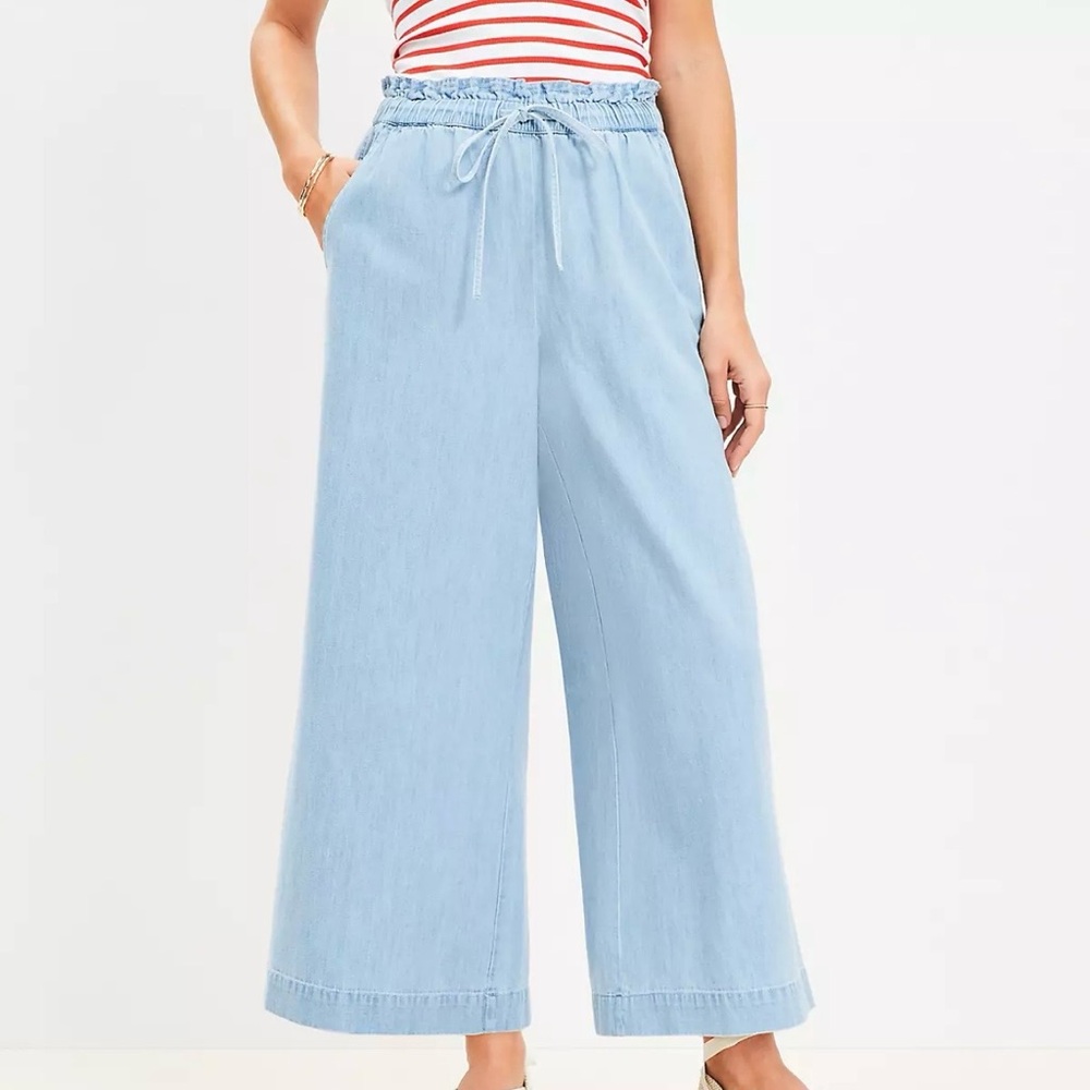 LOFT Light Blue Elastic Waist Pants
